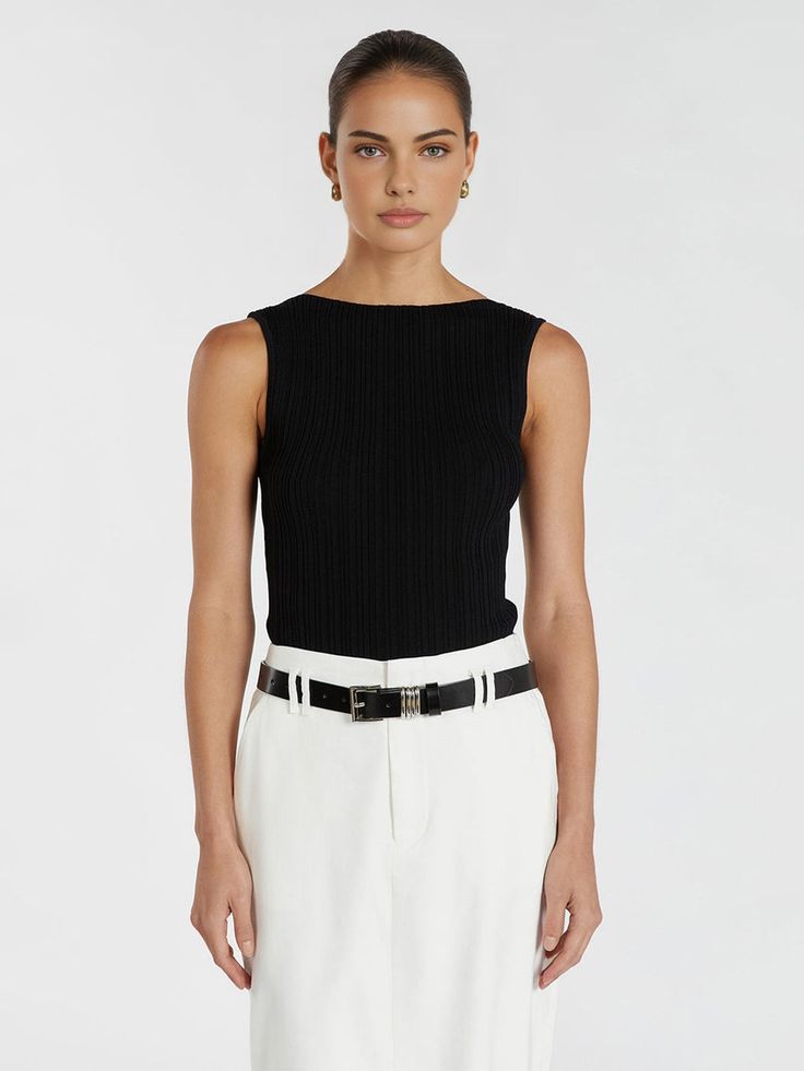 Corinne Slim Knit Sleeveless Top