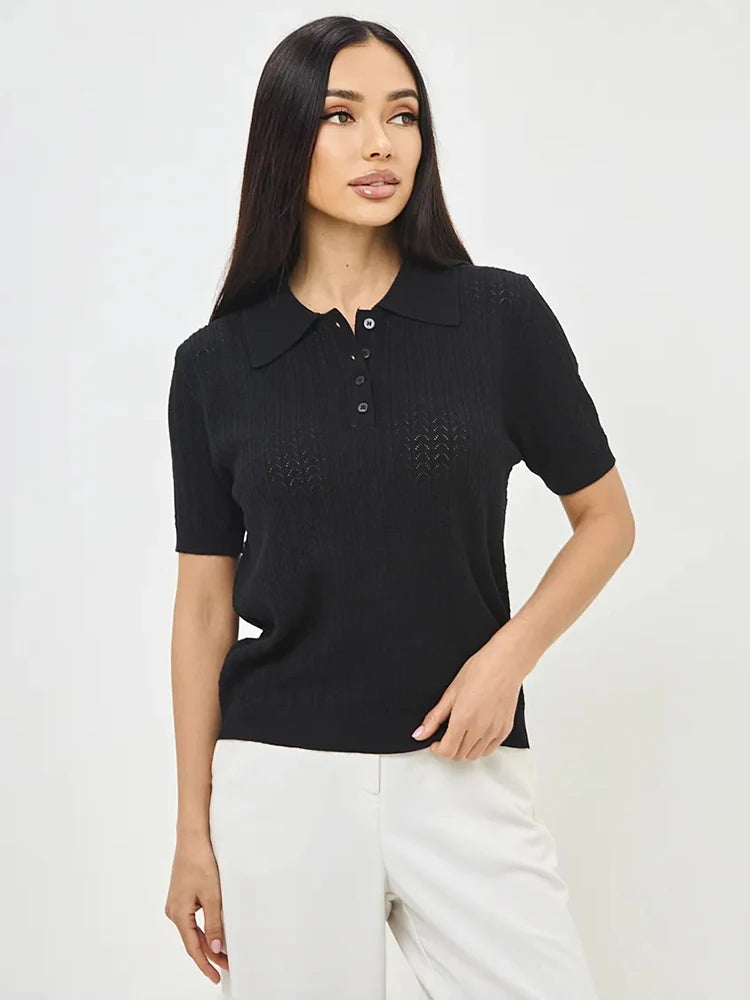 Léonie Knitted Polo Tee