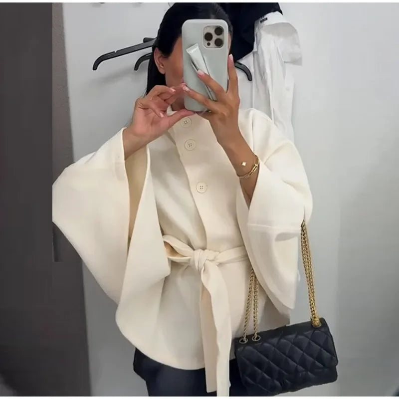 Coralie Wool Poncho Coat