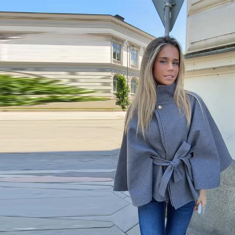 Coralie Wool Poncho Coat