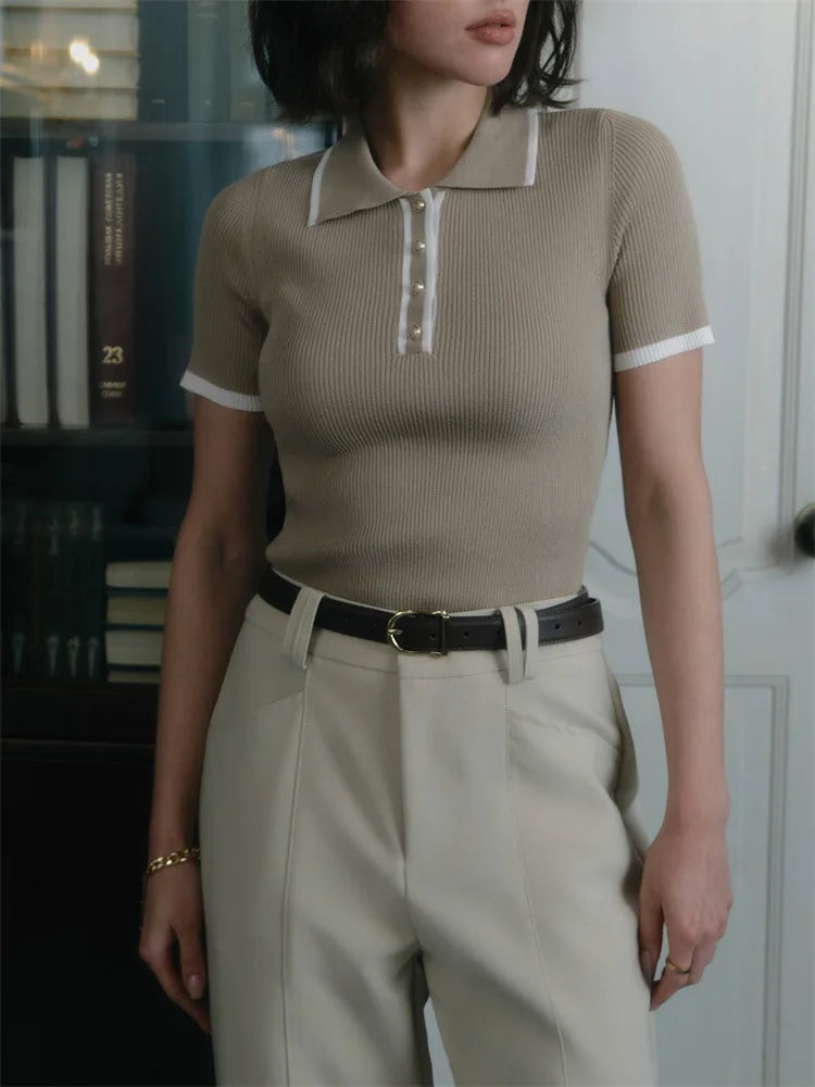 Colette Contrast Knit Polo
