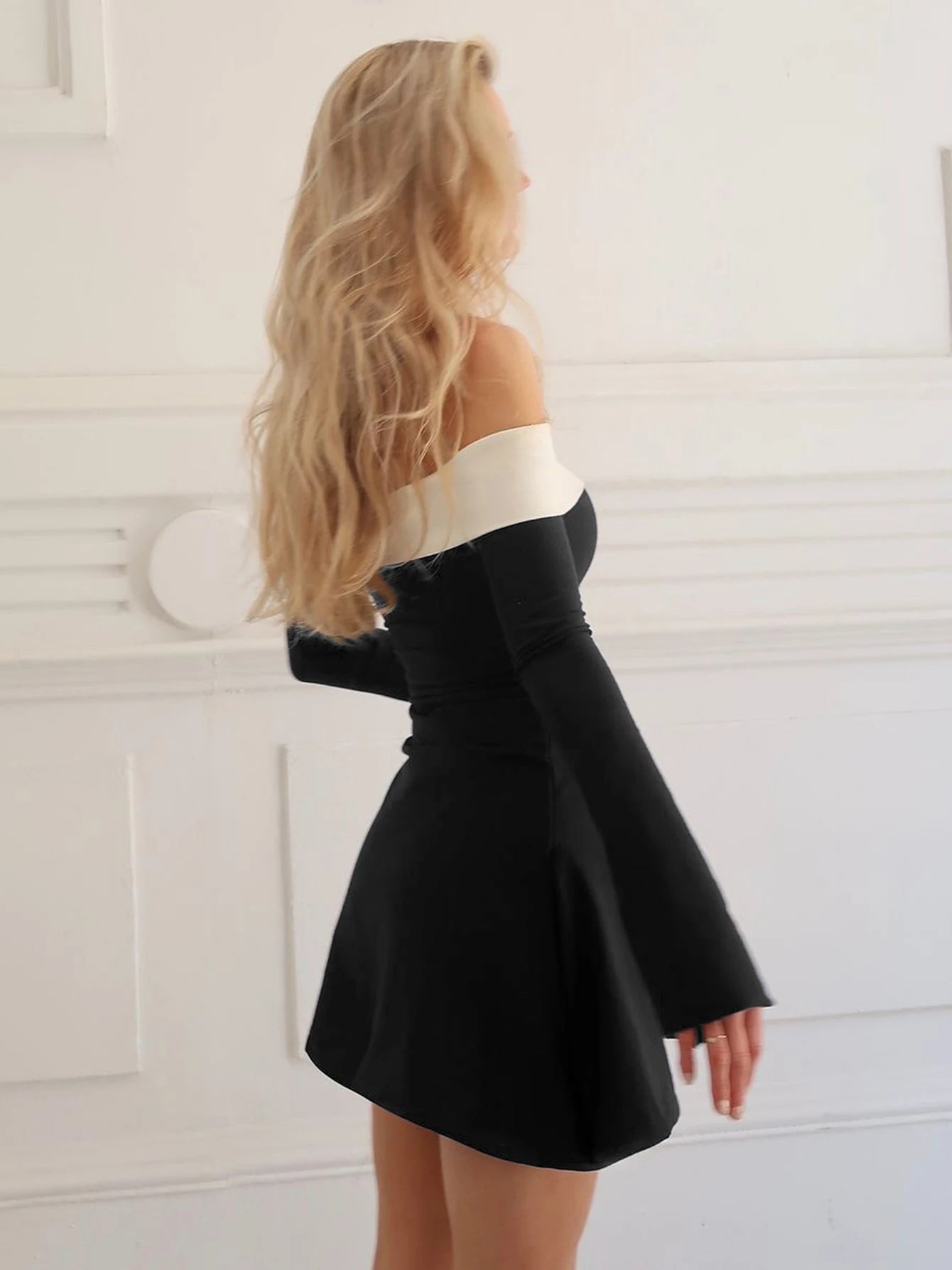 Vivienne Noir Off Shoulder Mini Dress