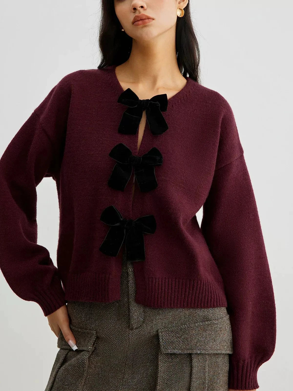 Rovigo Bow Detail Knit Cardigan