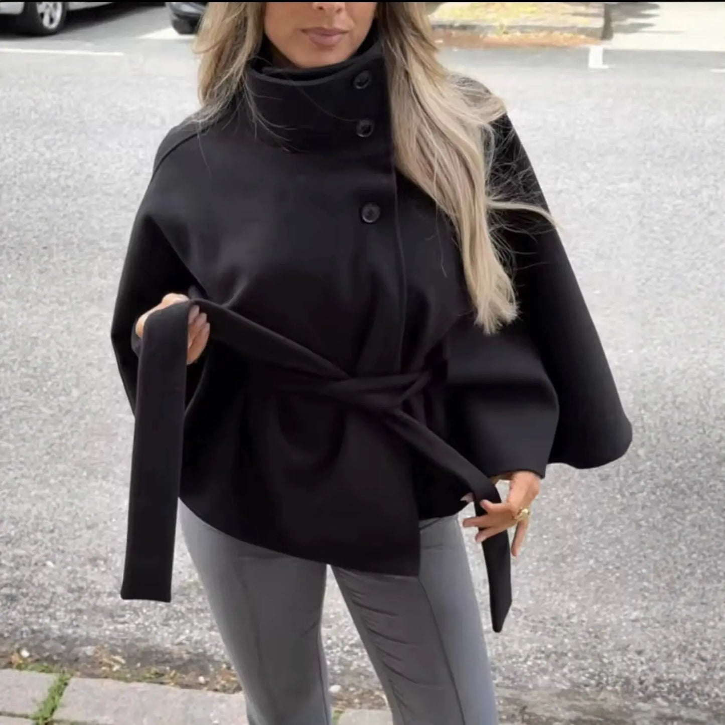 Coralie Wool Poncho Coat