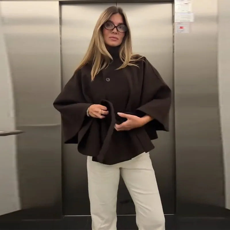 Coralie Wool Poncho Coat