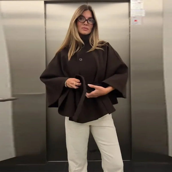 Coralie Wool Poncho Coat