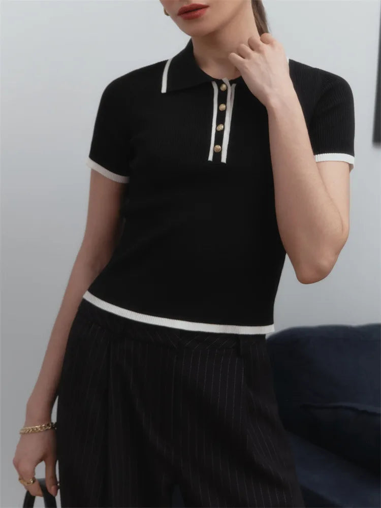 Colette Contrast Knit Polo