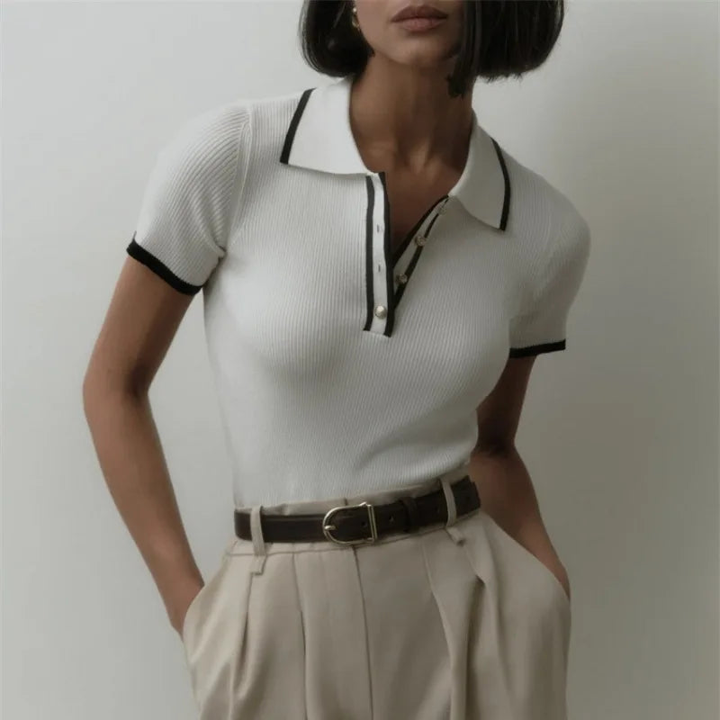 Colette Contrast Knit Polo