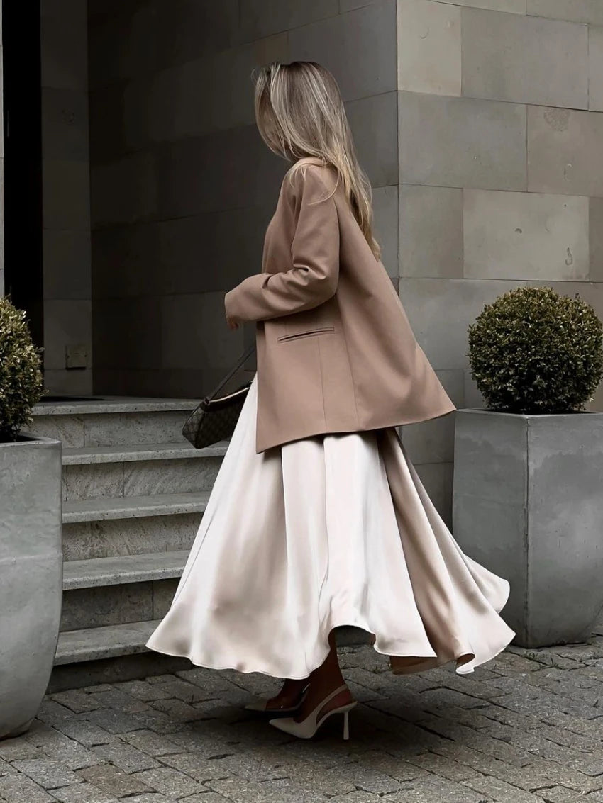 Lirienne Flared Satin Skirt