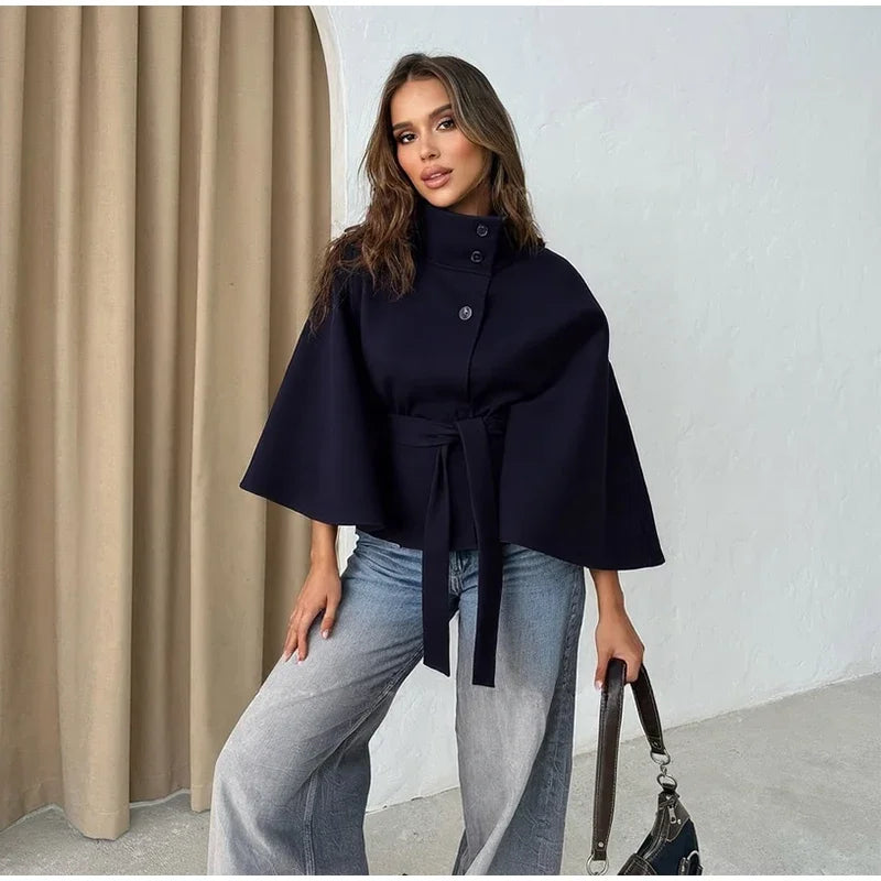 Coralie Wool Poncho Coat