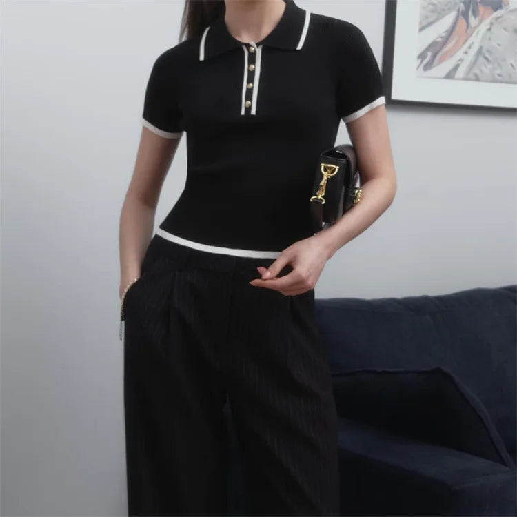 Colette Contrast Knit Polo