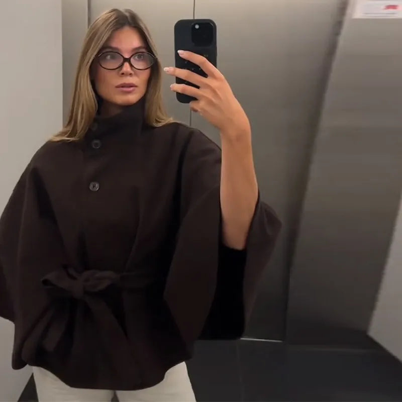 Coralie Wool Poncho Coat