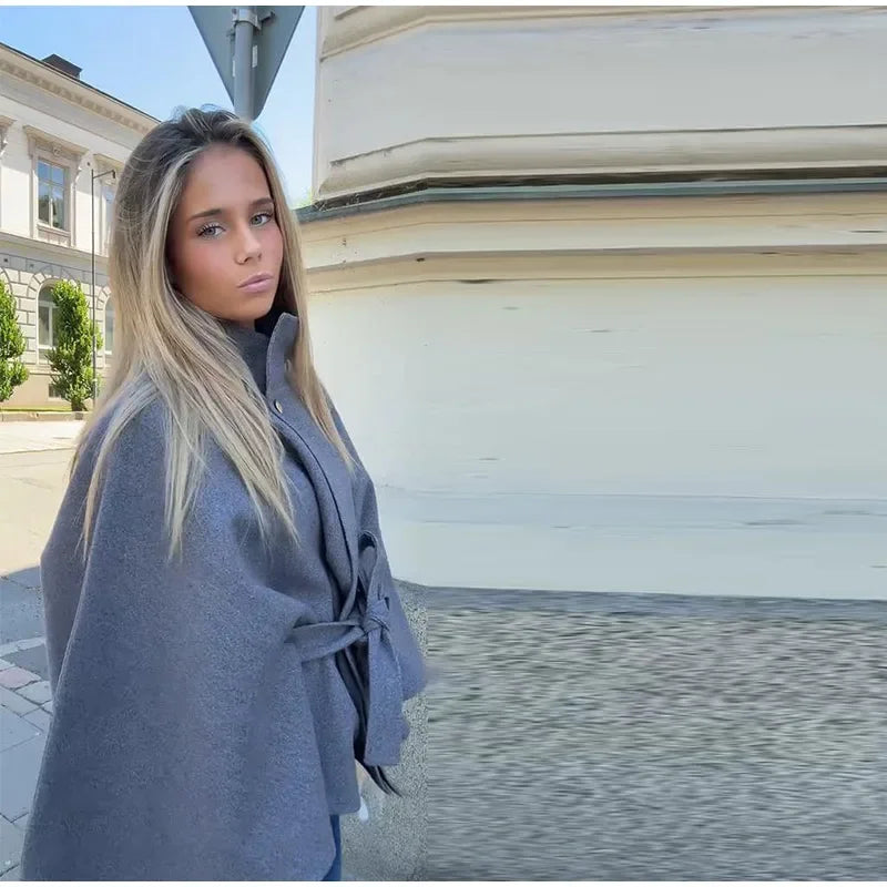 Coralie Wool Poncho Coat