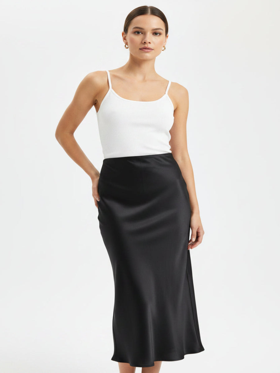 Elara Satin Midi Skirt
