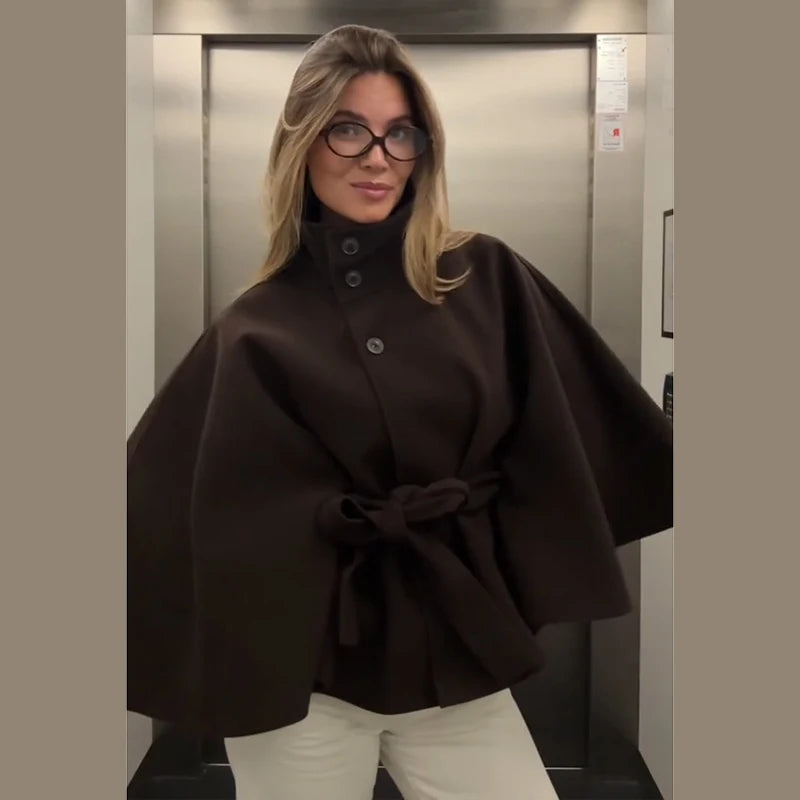 Coralie Wool Poncho Coat