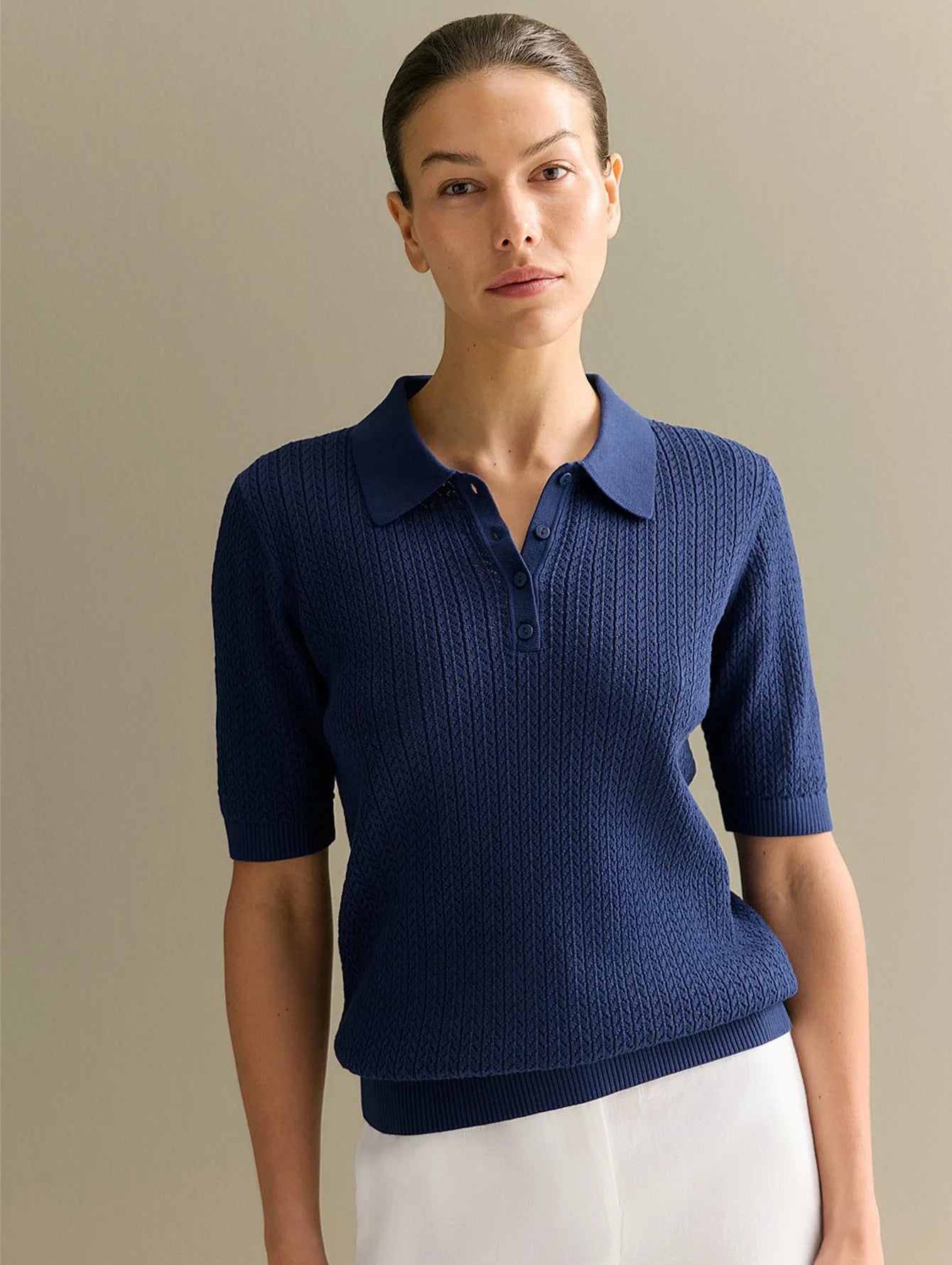 Léonie Knitted Polo Tee