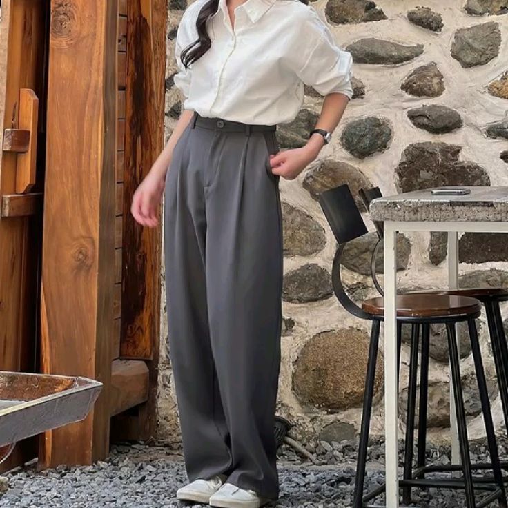 Margaux High Waist Trousers in Ash Grey