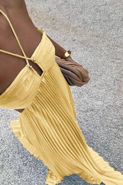 Clarisse Strapless Pleated Maxi Dress