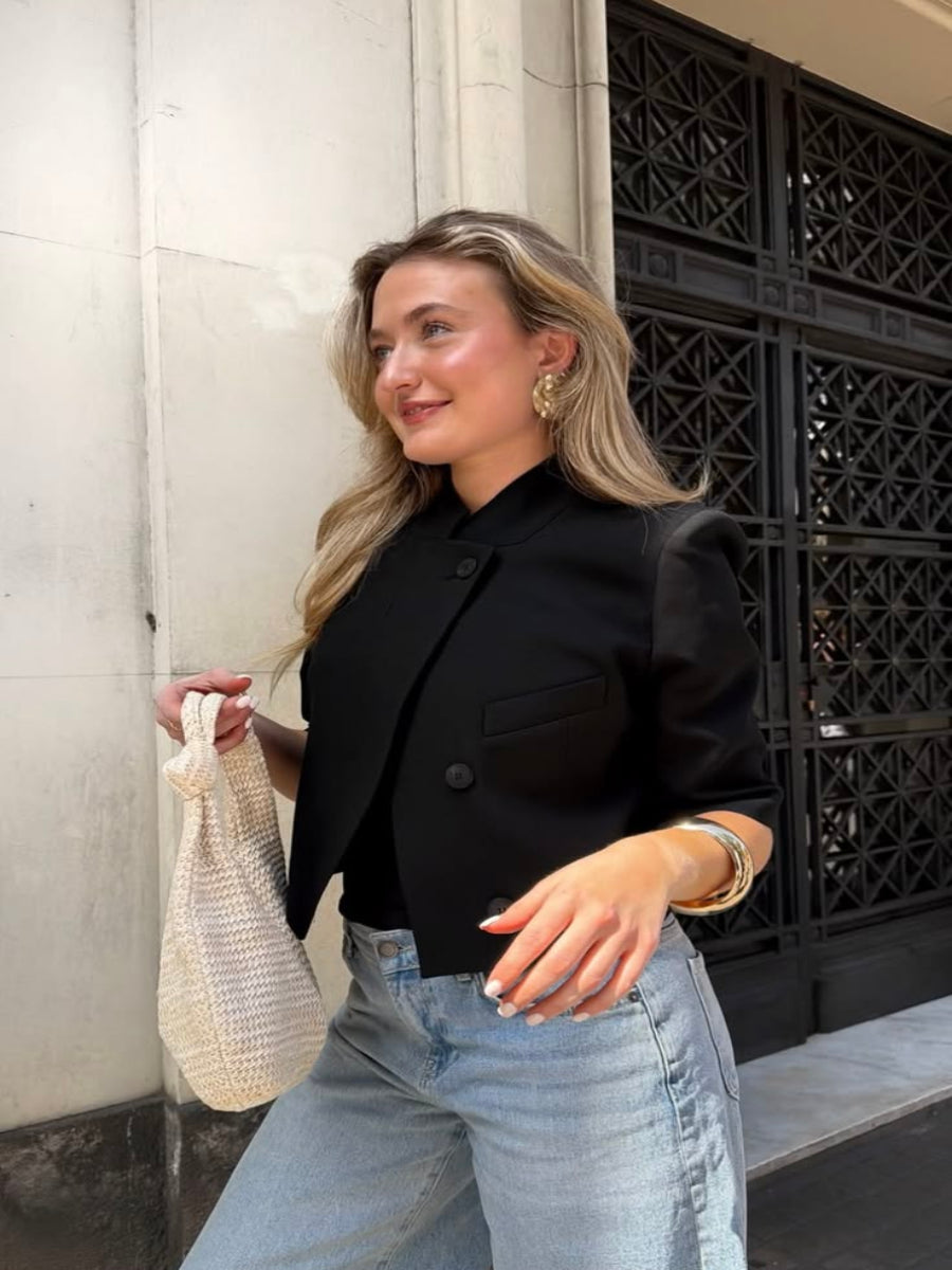 Rosselle One Button Cropped Blazer