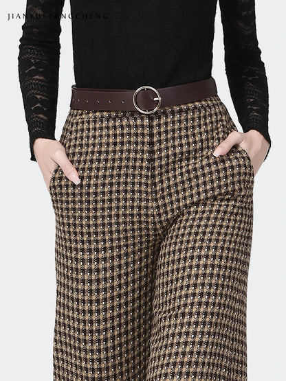 Madeleine Houndstooth Wide Leg Trousers