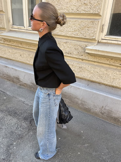 Rosselle One Button Cropped Blazer