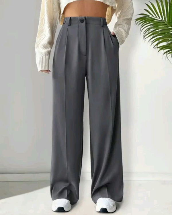 Margaux High Waist Trousers in Ash Grey