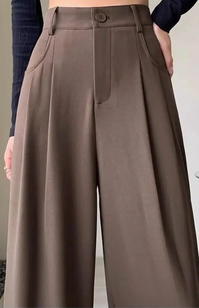 Cortina High Waisted Pleated Wide Leg Trousers