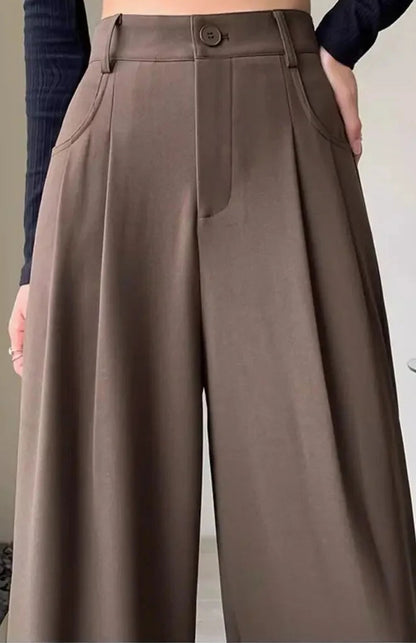 Cortina High Waisted Pleated Wide Leg Trousers