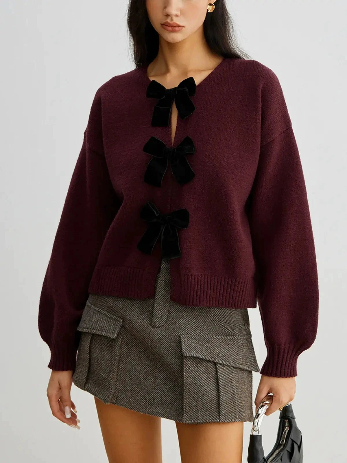 Rovigo Bow Detail Knit Cardigan