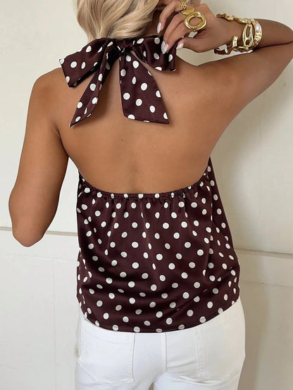 Polka Dot Halter Neck Top