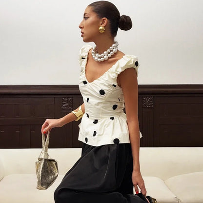 Rosaline Polka Dot Peplum Top