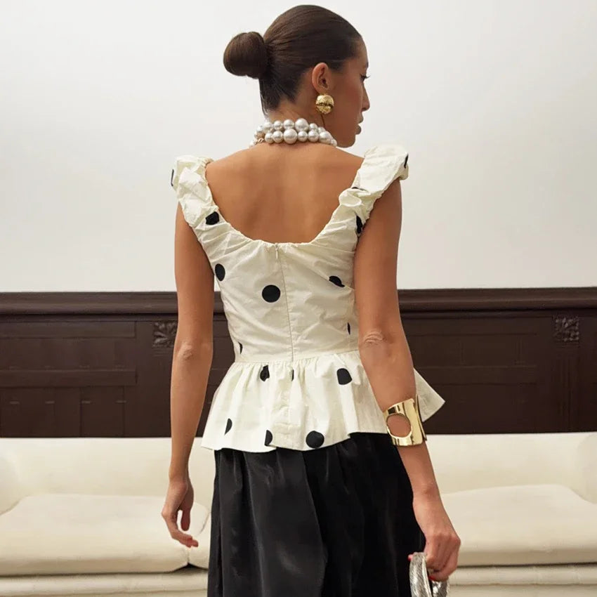 Rosaline Polka Dot Peplum Top