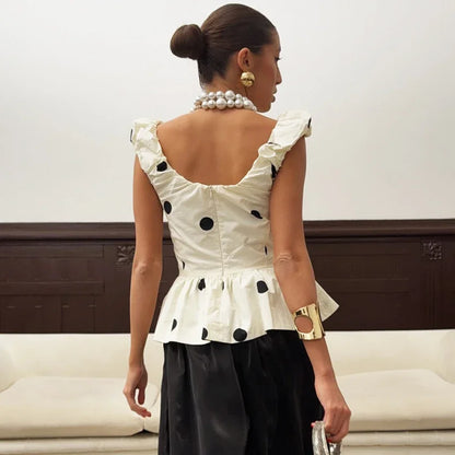 Rosaline Polka Dot Peplum Top