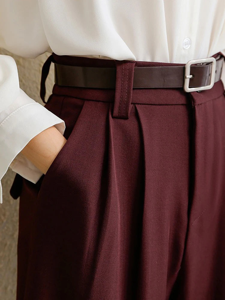 Bourgogne Wide Leg Suit Trousers