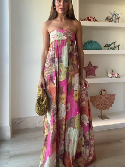 Celestine Printed Strapless Maxi Dress