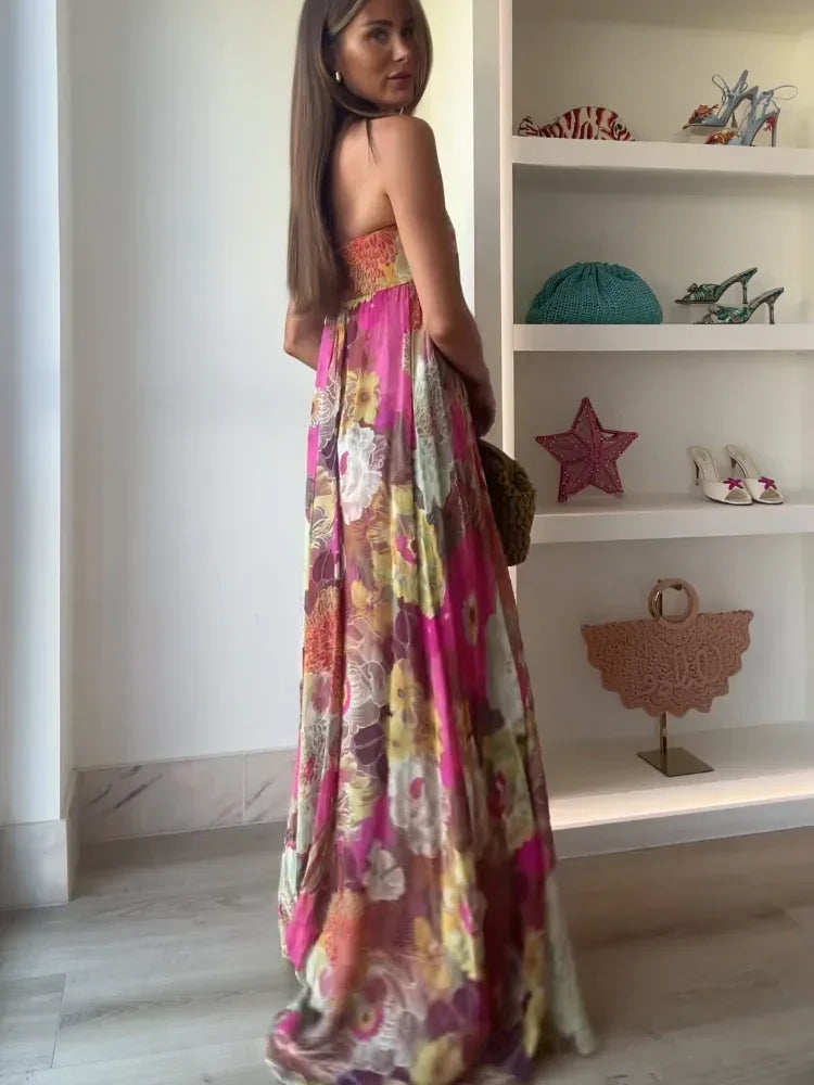 Celestine Printed Strapless Maxi Dress