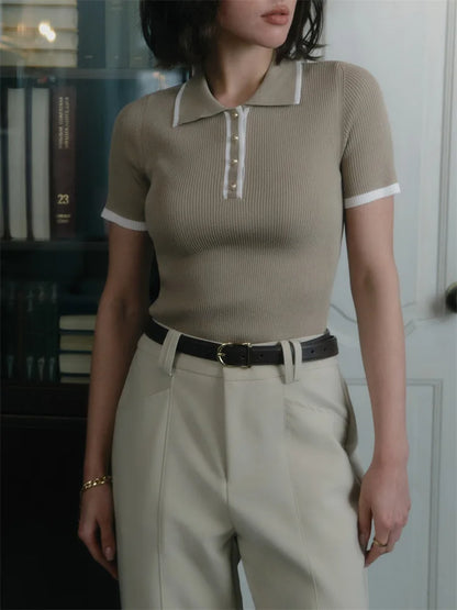 Colette Contrast Knit Polo