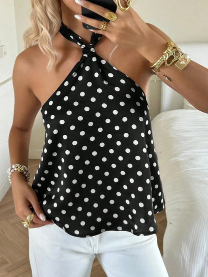 Polka Dot Halter Neck Top