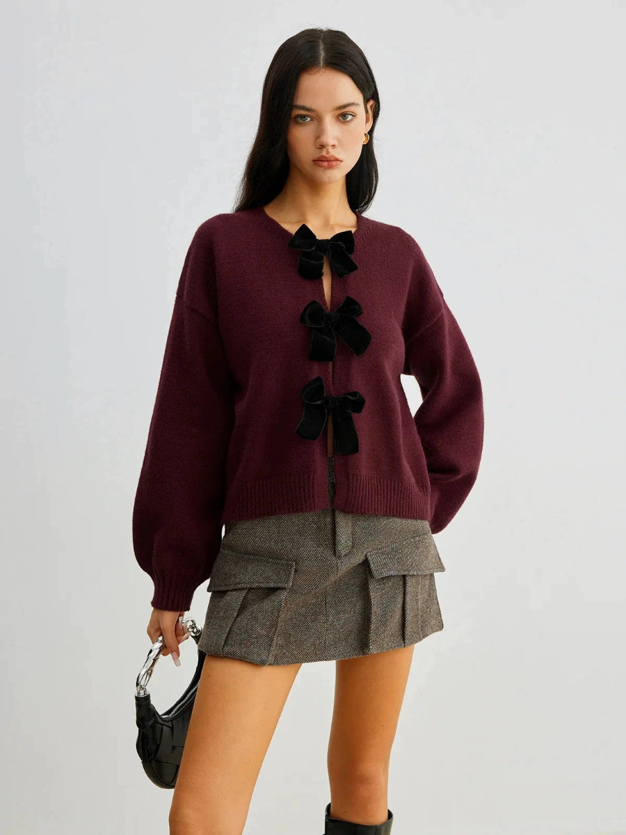 Rovigo Bow Detail Knit Cardigan
