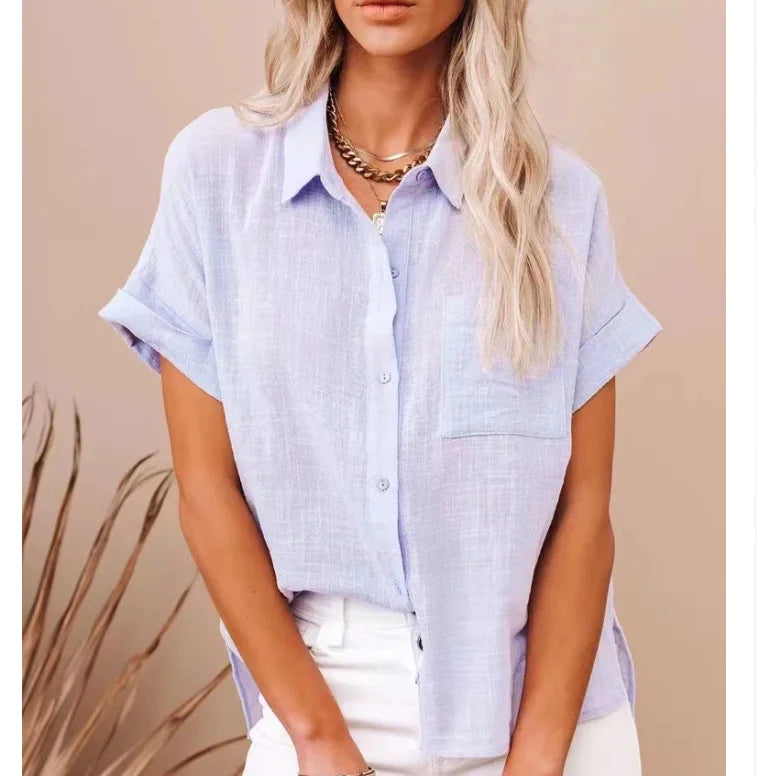 Bastienne Short Sleeve Linen Blouse