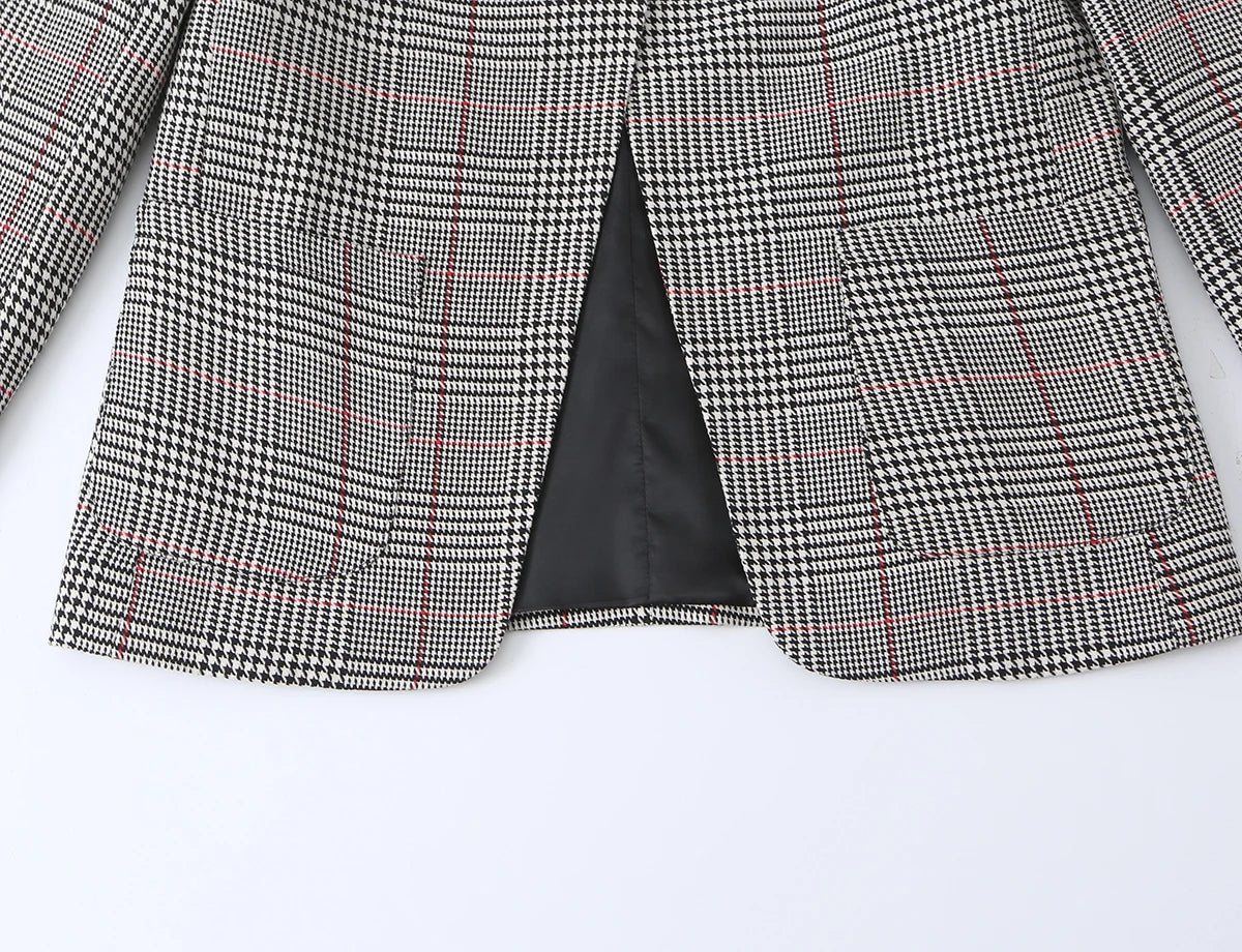 Torino Plaid Stand Collar Slim Blazer