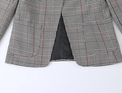 Torino Plaid Stand Collar Slim Blazer