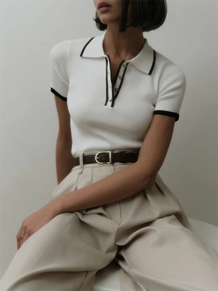Colette Contrast Knit Polo