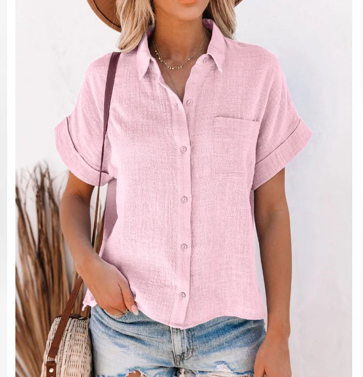 Bastienne Short Sleeve Linen Blouse