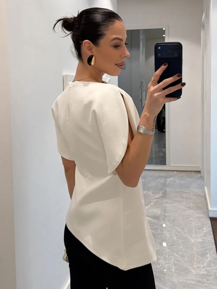 Sylvaine Puff Sleeve Asymmetric Top