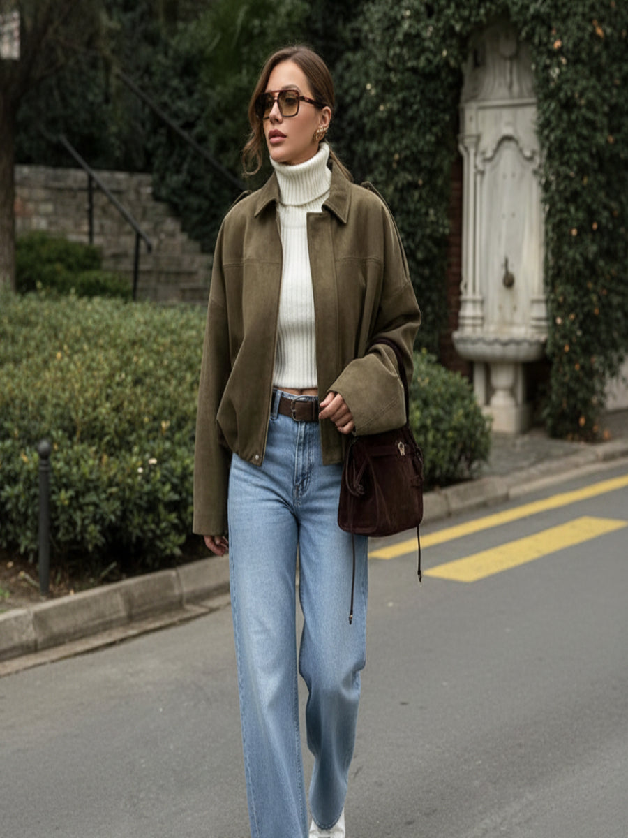 Sienna Faux Suede Bomber Jacket