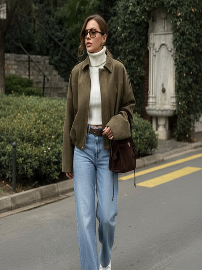 Sienna Faux Suede Bomber Jacket