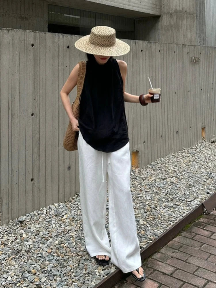 Lucavio Summer Straight Linen Pants