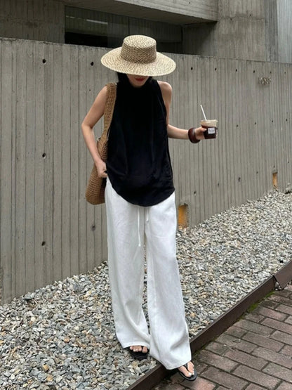 Lucavio Summer Straight Linen Pants