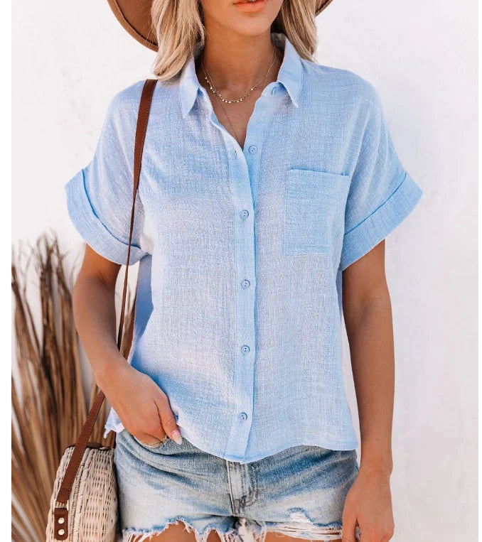 Bastienne Short Sleeve Linen Blouse